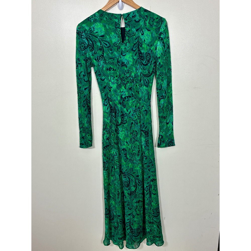 Zara Fairy Jacquard Maxi Dress Size S Green Mermaidcore Art to Wear Body Con - Picture 2 of 12